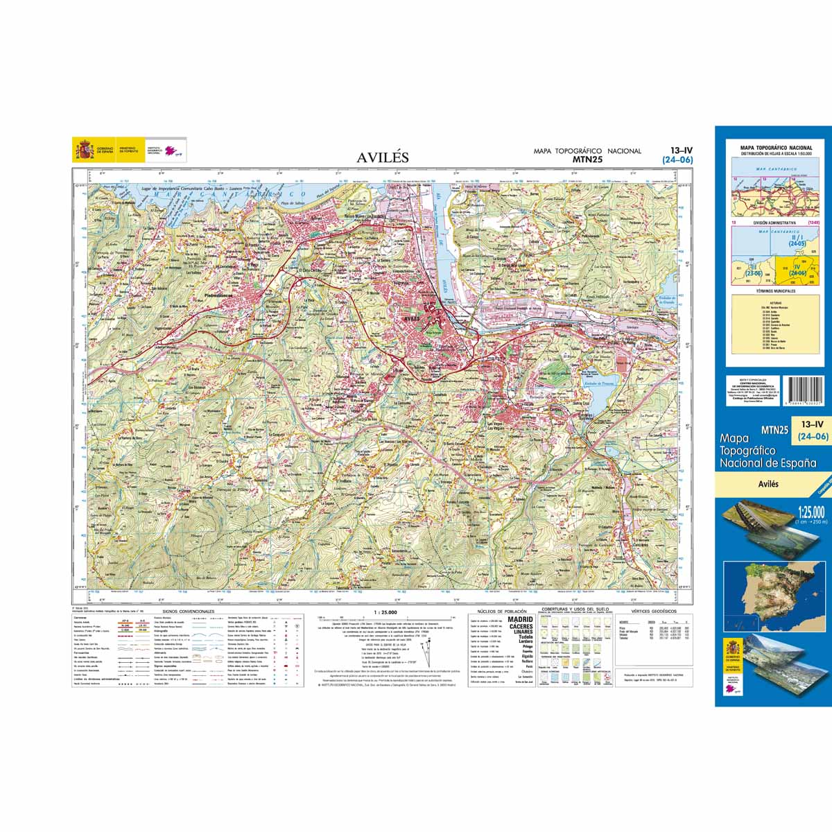 Online bestellen: Topografische kaart 13-IV Avilés | CNIG - Instituto Geográfico Nacional1