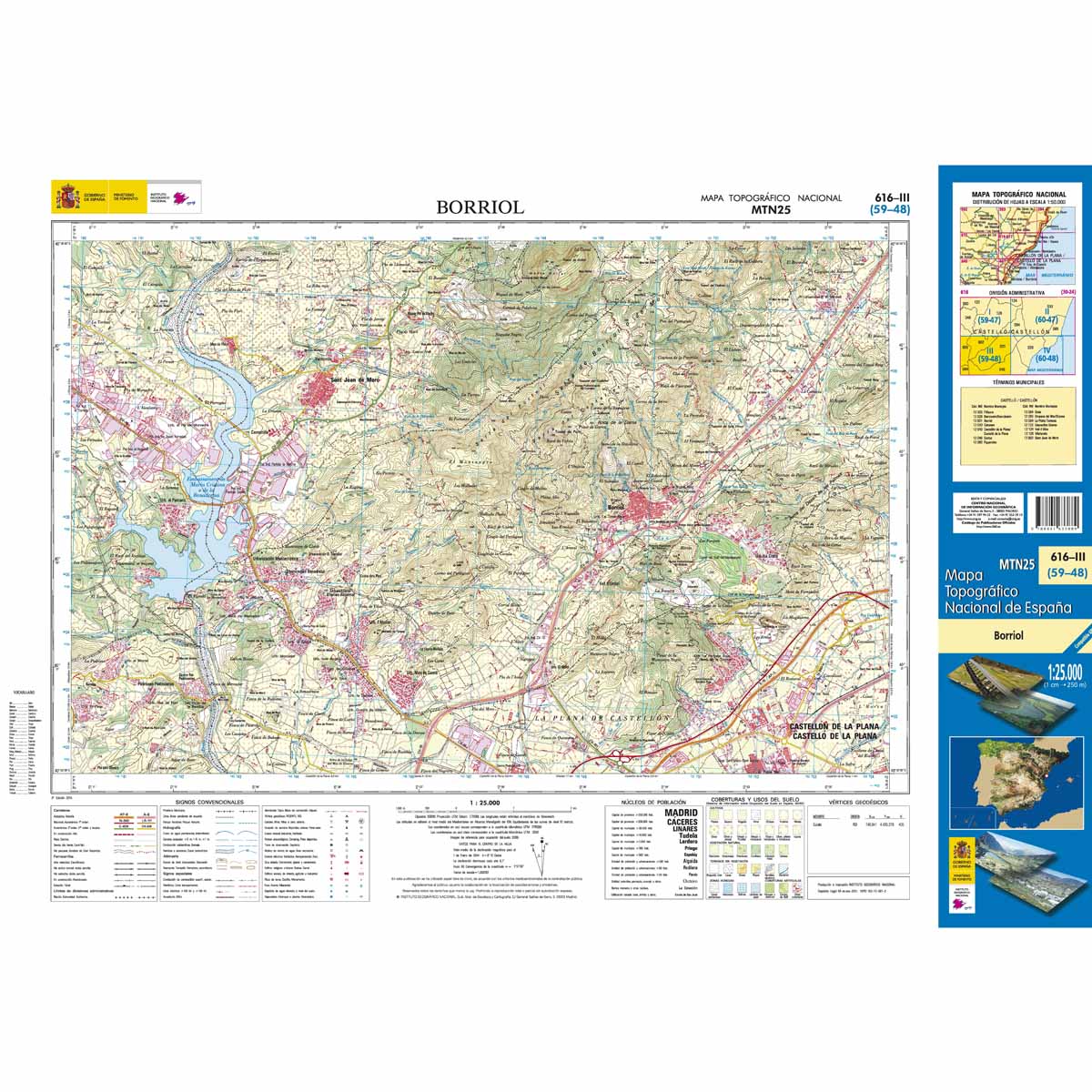 Online bestellen: Topografische kaart 616-III Borriol | CNIG - Instituto Geográfico Nacional1