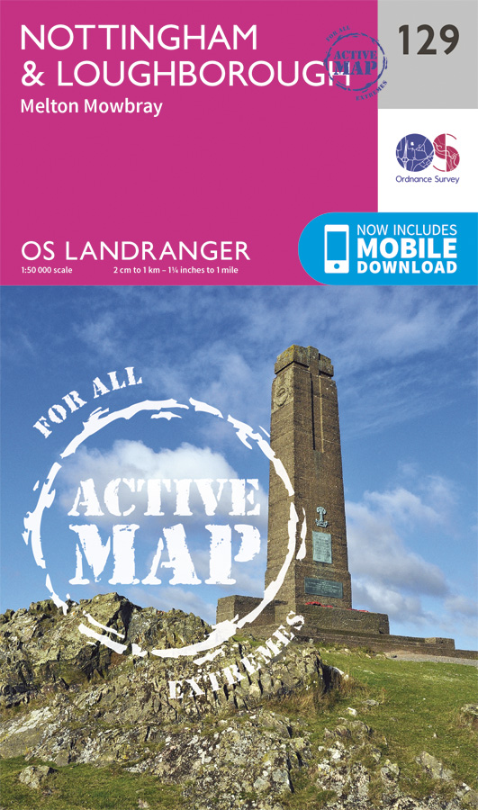 Online bestellen: Wandelkaart - Topografische kaart 129 Landranger Active Nottingham / Loughborough | Ordnance Survey