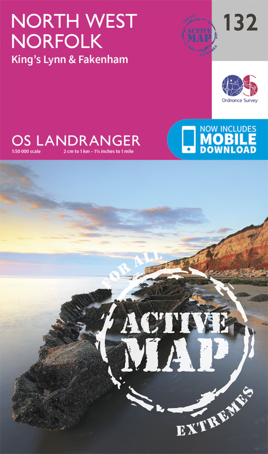 Online bestellen: Wandelkaart - Topografische kaart 132 Landranger Active North West Norfolk / King's Lynn / Fakenham | Ordnance Survey