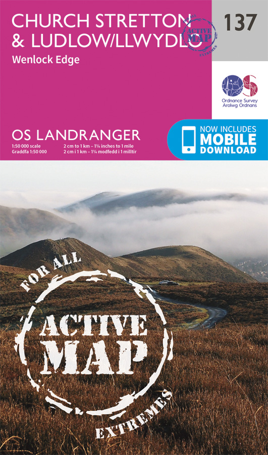 Online bestellen: Wandelkaart - Topografische kaart 137 Landranger Active Ludlow / Church Stretton / Wenlock Edge | Ordnance Survey