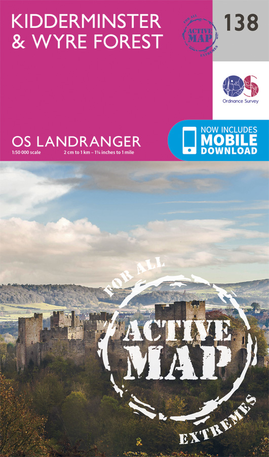 Online bestellen: Wandelkaart - Topografische kaart 138 Landranger Active Kidderminster / Wyre Forest | Ordnance Survey