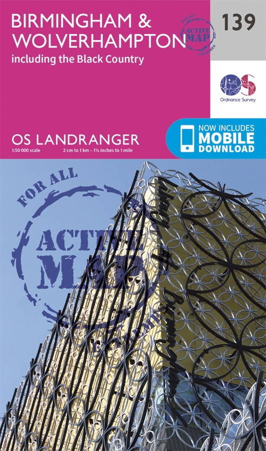 Online bestellen: Wandelkaart - Topografische kaart 139 Landranger Active Birmingham / Wolverhampton | Ordnance Survey