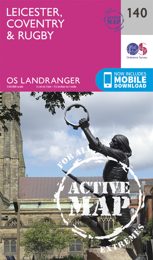 Online bestellen: Wandelkaart - Topografische kaart 140 Landranger Active Leicester / Coventry / Rugby | Ordnance Survey