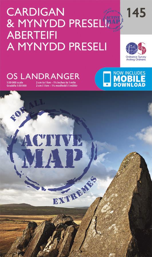 Online bestellen: Wandelkaart - Topografische kaart 145 Landranger Active Cardigan / Mynydd Preseli | Ordnance Survey