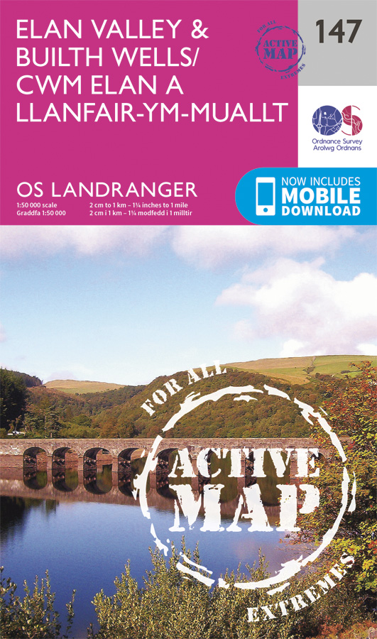 Online bestellen: Wandelkaart - Topografische kaart 147 Landranger Active Elan Valley / Builth Wells | Ordnance Survey