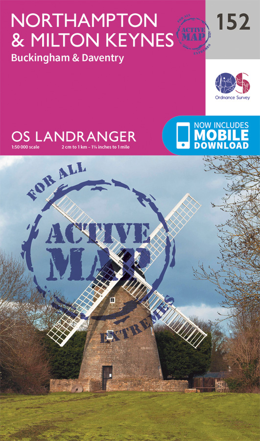 Online bestellen: Wandelkaart - Topografische kaart 152 Landranger Active Northampton / Milton Keynes | Ordnance Survey