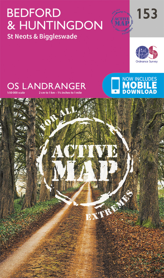 Online bestellen: Wandelkaart - Topografische kaart 153 Landranger Active Bedford / Huntingdon | Ordnance Survey