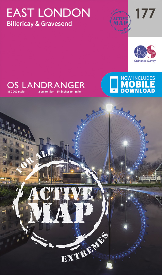 Online bestellen: Wandelkaart - Topografische kaart 177 Landranger Active East London / Billericay / Gravesend | Ordnance Survey