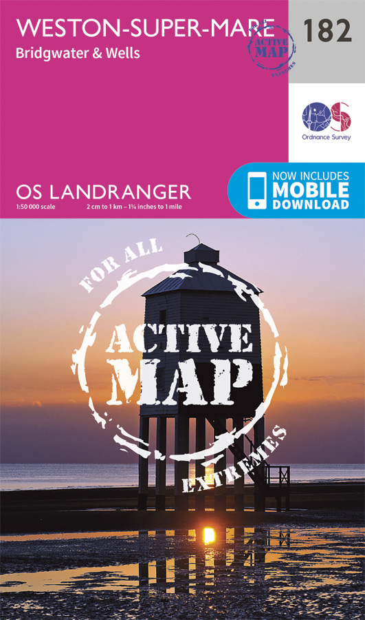 Online bestellen: Wandelkaart - Topografische kaart 182 Landranger Active Weston-super-Mare / Bridgwater | Ordnance Survey