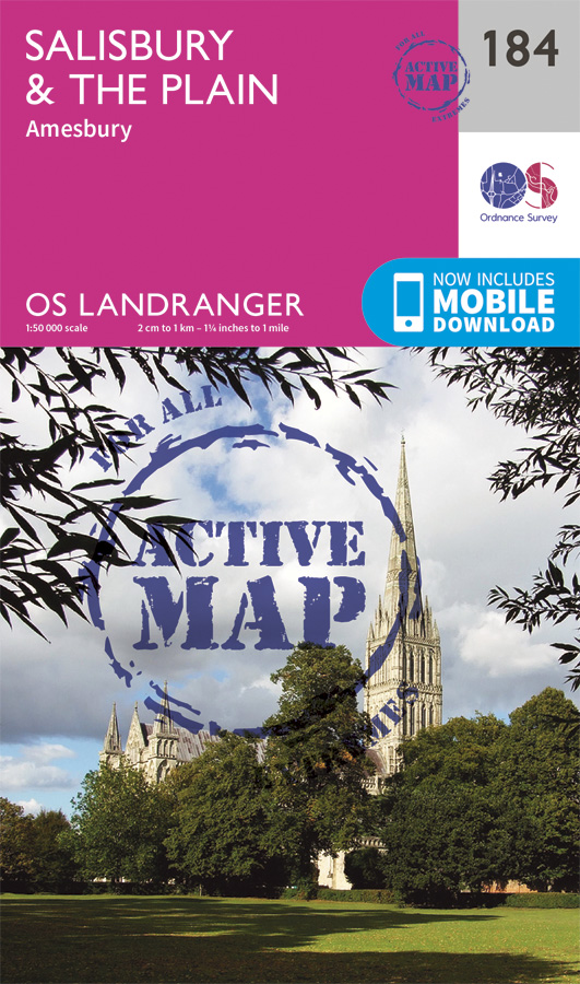 Online bestellen: Wandelkaart - Topografische kaart 184 Landranger Active Salisbury / The Plain | Ordnance Survey