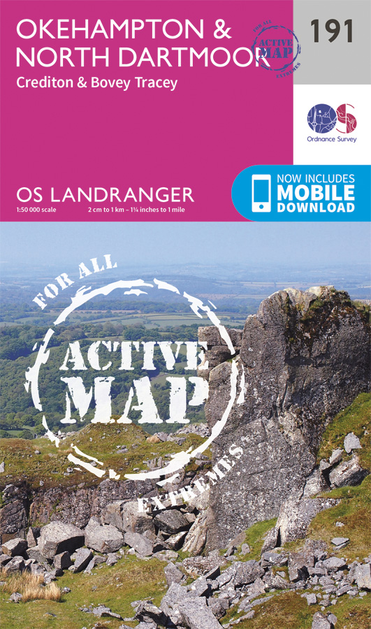 Online bestellen: Wandelkaart - Topografische kaart 191 Landranger Active Okehampton / North Dartmoor | Ordnance Survey