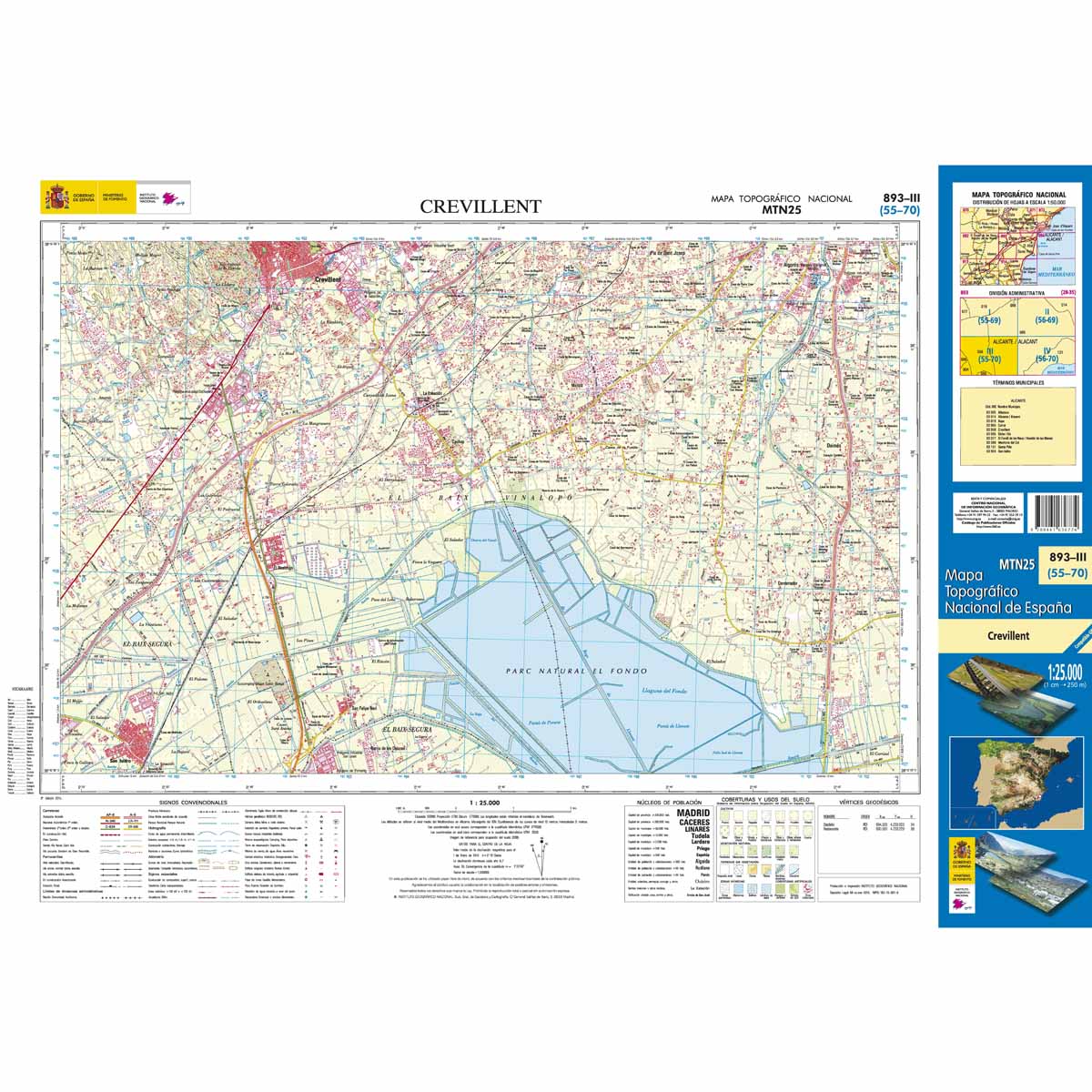 Online bestellen: Topografische kaart 893-III Crevillent | CNIG - Instituto Geográfico Nacional1