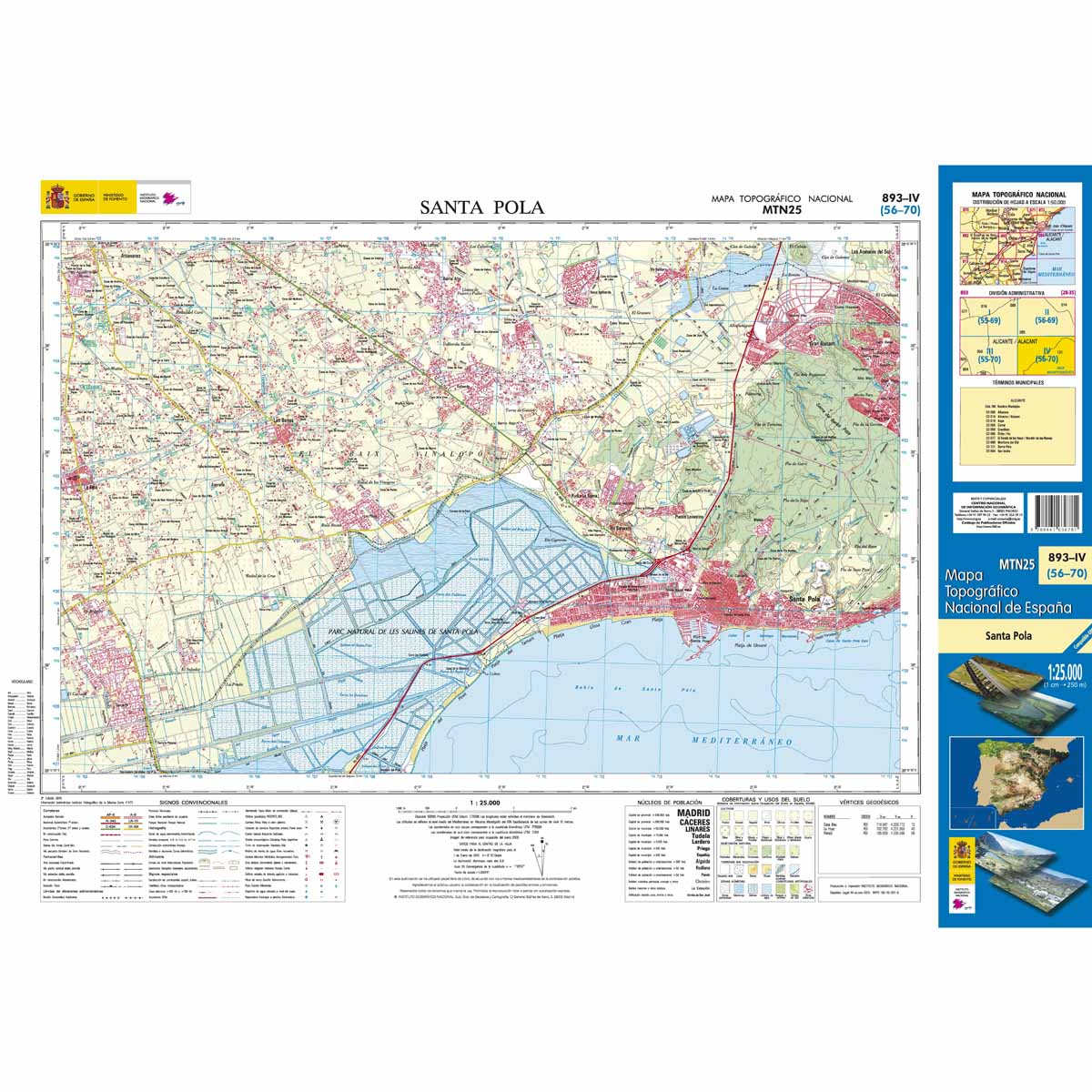 Online bestellen: Topografische kaart 893-IV Santa Pola | CNIG - Instituto Geográfico Nacional1