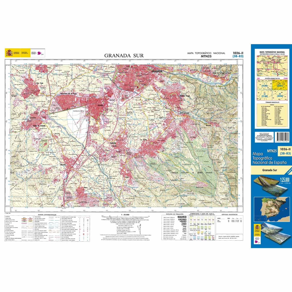 Online bestellen: Topografische kaart 1026-II Granada Sur | CNIG - Instituto Geográfico Nacional1