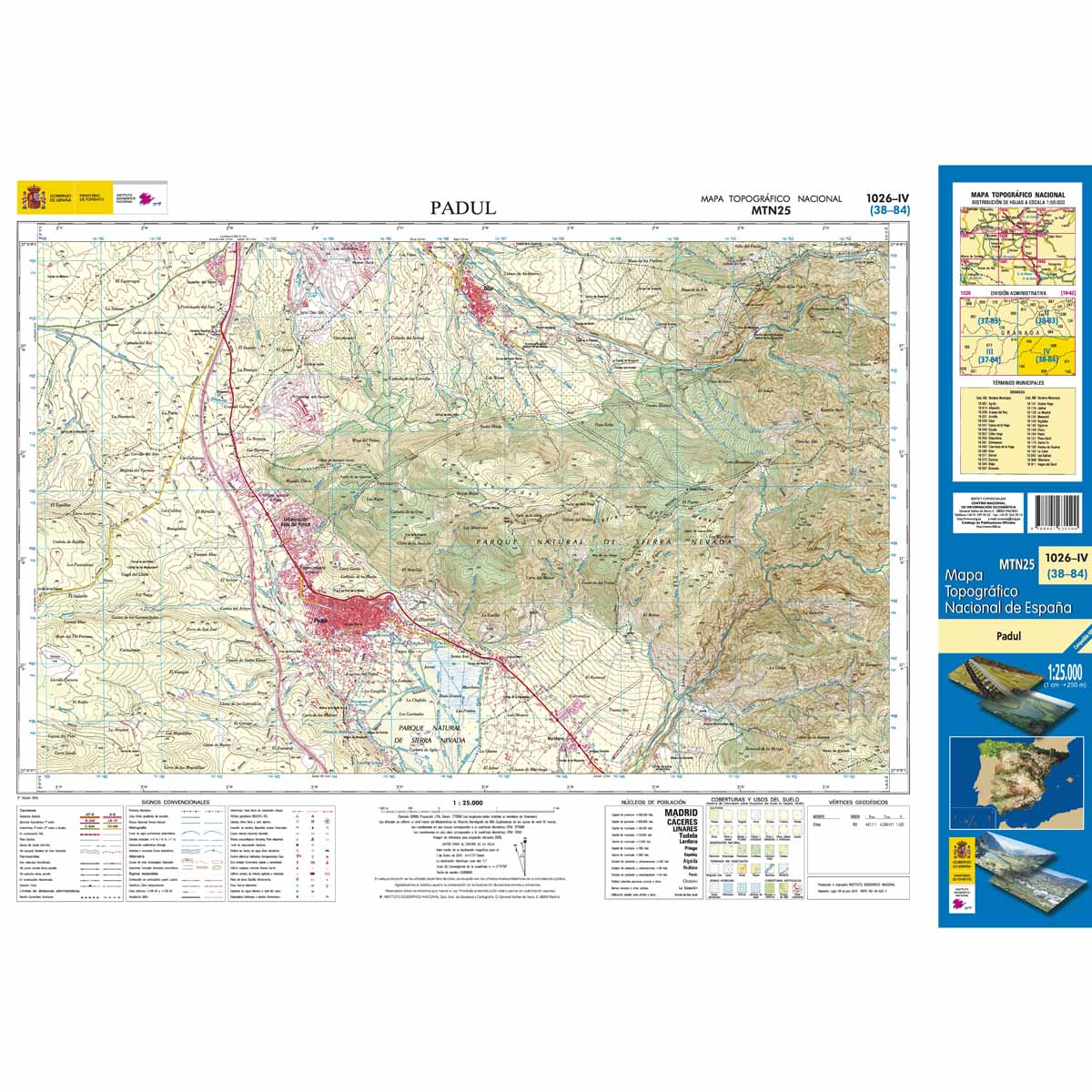 Online bestellen: Topografische kaart 1026-IV Padul | CNIG - Instituto Geográfico Nacional1