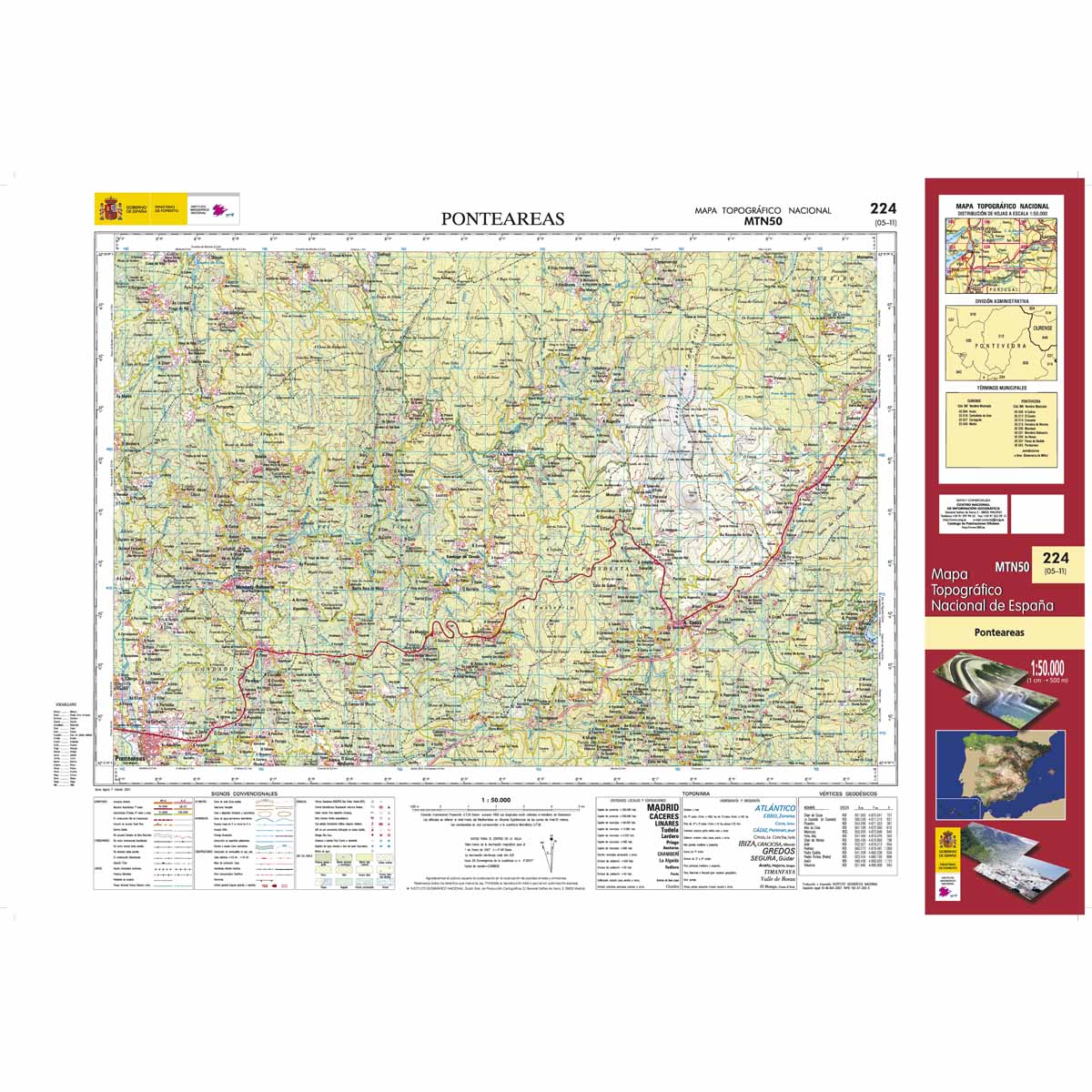 Online bestellen: Topografische kaart 224 MT50 Ponteareas | CNIG - Instituto Geográfico Nacional1