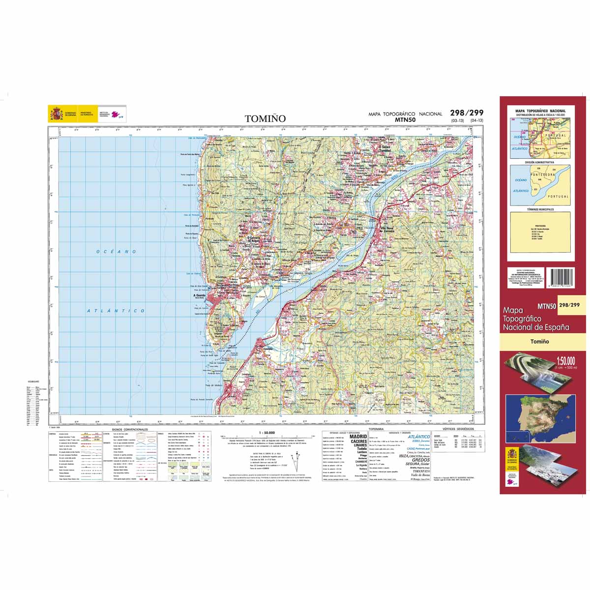 Online bestellen: Topografische kaart 298/299 MT50 Tomiño | CNIG - Instituto Geográfico Nacional1