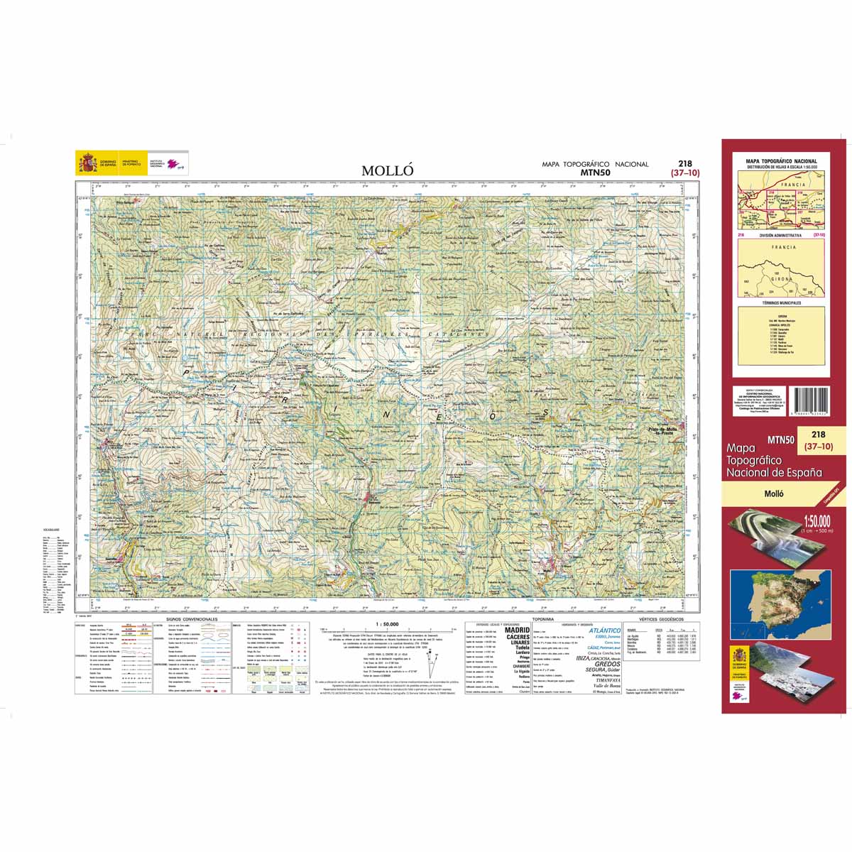 Online bestellen: Topografische kaart 218 MT50 Molló | CNIG - Instituto Geográfico Nacional1