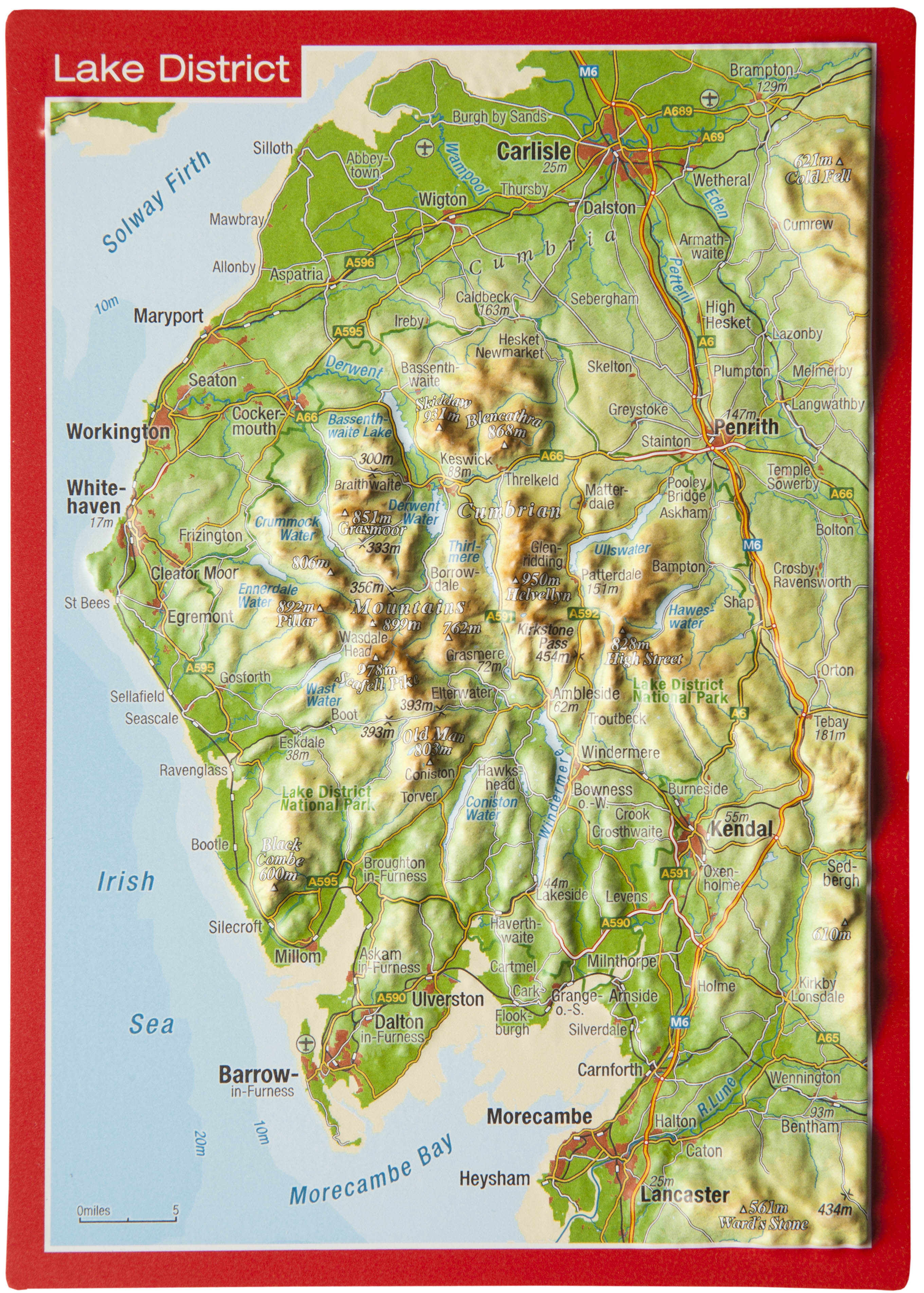 Online bestellen: Ansichtkaart Lake District met reliëf | GeoRelief