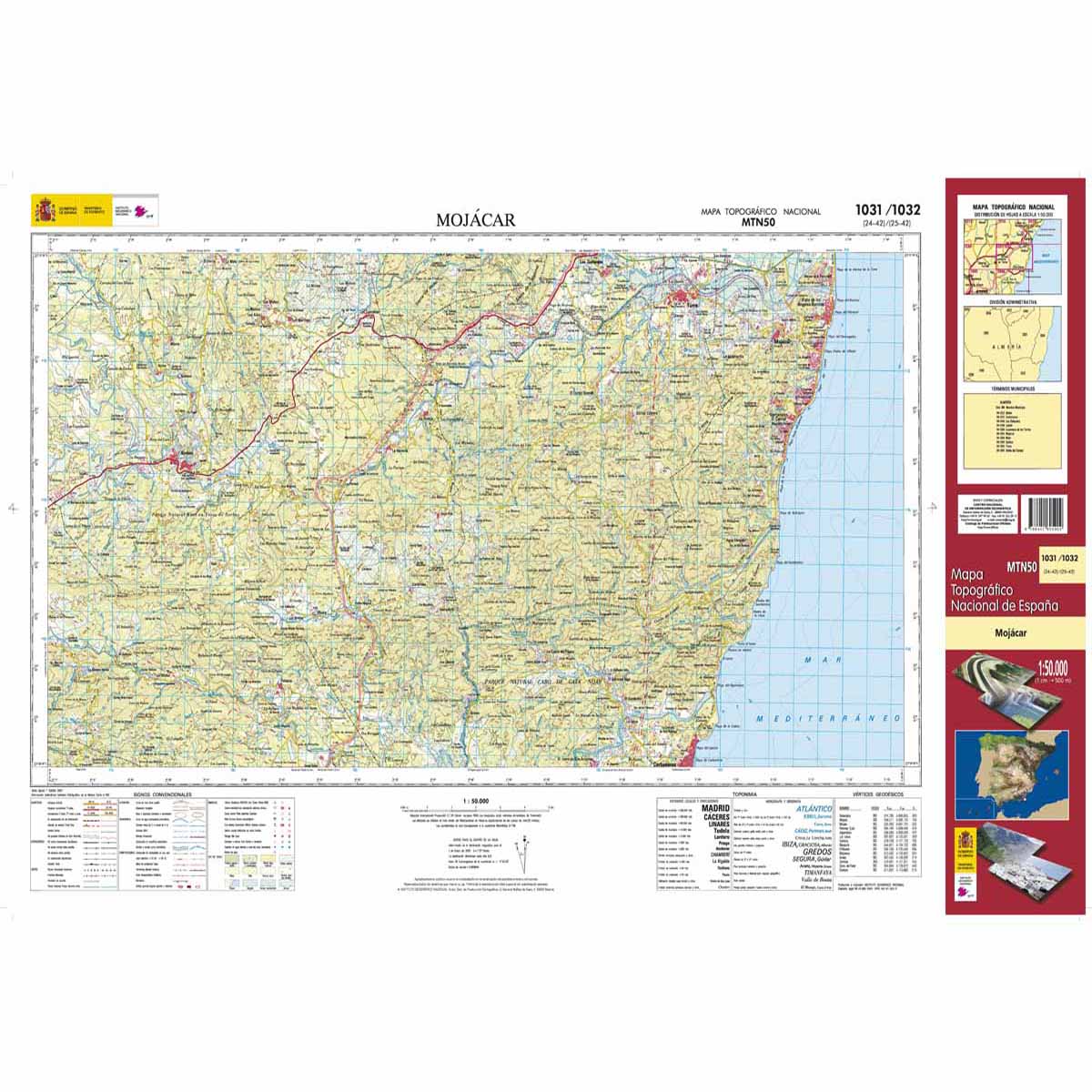 Online bestellen: Topografische kaart 1031/1032 MT50 Mojácar | CNIG - Instituto Geográfico Nacional1