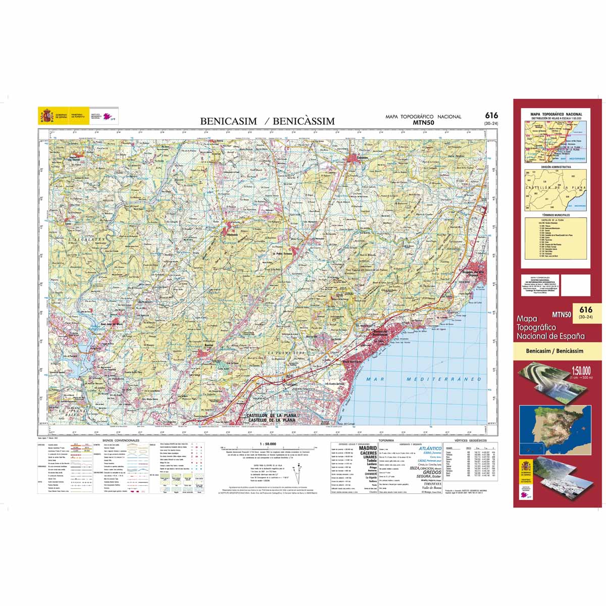 Online bestellen: Topografische kaart 616 MT50 Benicasim/Benicàssim | CNIG - Instituto Geográfico Nacional1