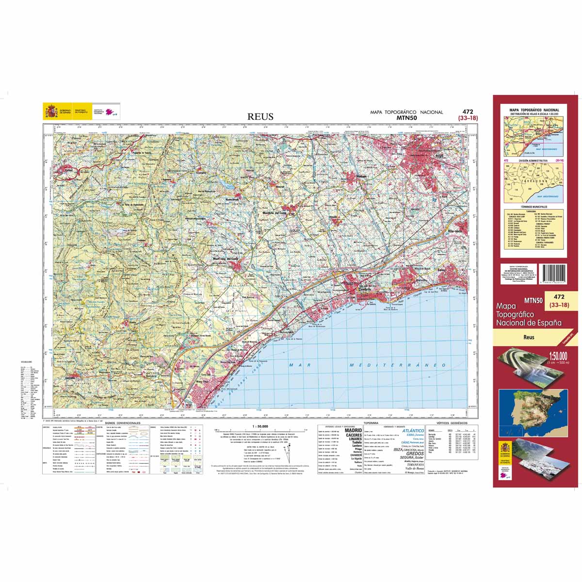 Online bestellen: Topografische kaart 472 MT50 Reus | CNIG - Instituto Geográfico Nacional1