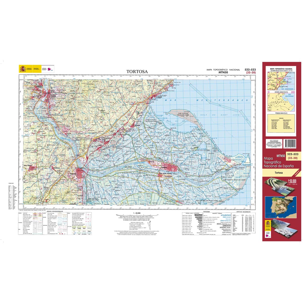 Online bestellen: Topografische kaart 522/523 MT50 Tortosa | CNIG - Instituto Geográfico Nacional1