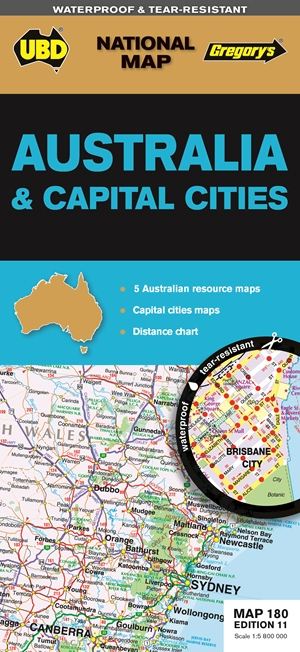 Online bestellen: Wegenkaart - landkaart 180 Australia & Capital Cities | UBD Gregory's