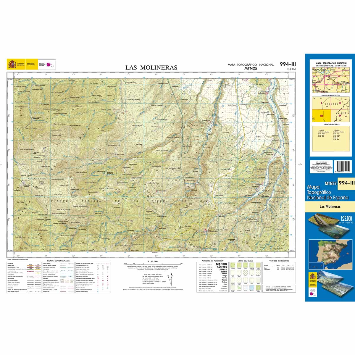 Online bestellen: Topografische kaart 994-III Las Molineras | CNIG - Instituto Geográfico Nacional1