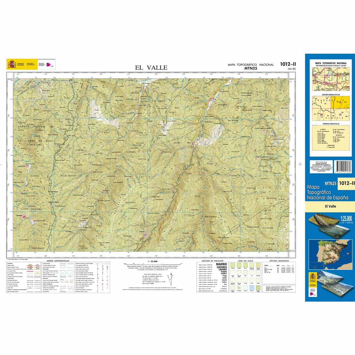 Online bestellen: Topografische kaart 1012-II El Valle | CNIG - Instituto Geográfico Nacional1