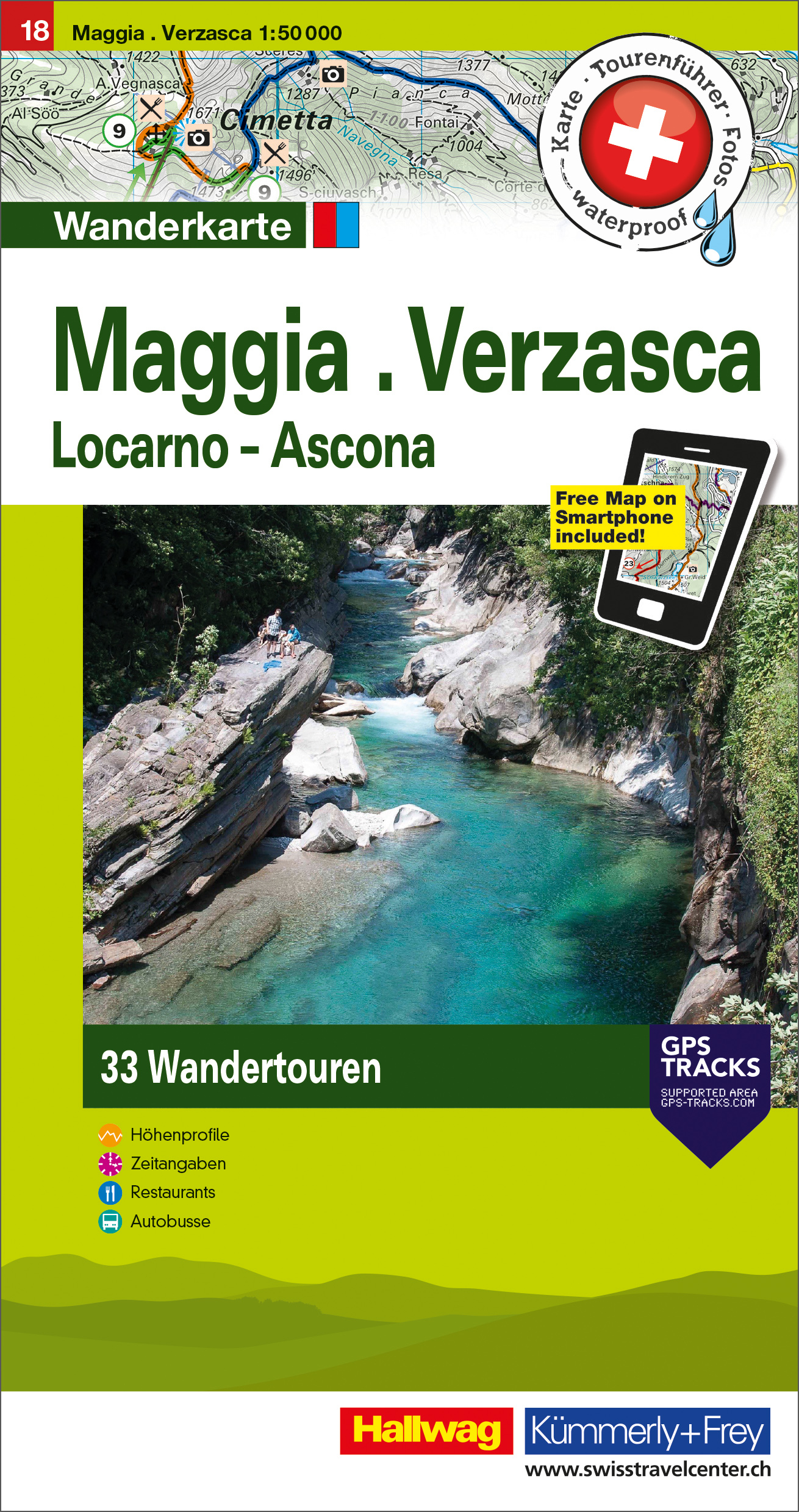 Online bestellen: Wandelkaart 18 Maggia / Verzasca / Locarno / Ascona | Hallwag