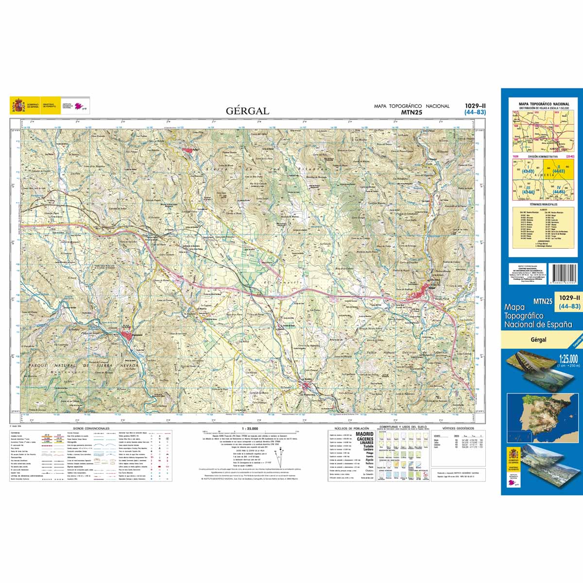 Online bestellen: Topografische kaart 1029-II Gérgal | CNIG - Instituto Geográfico Nacional1