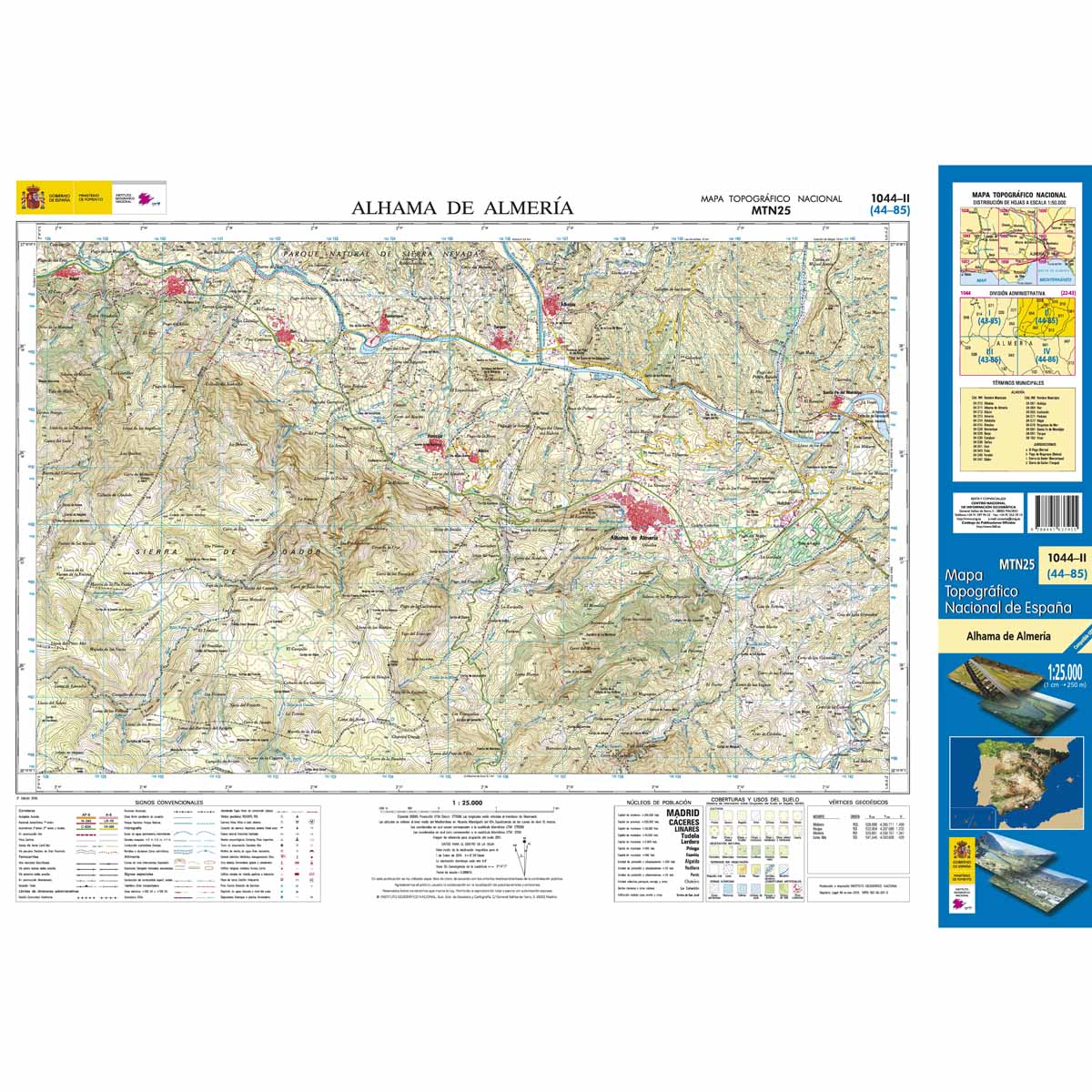 Online bestellen: Topografische kaart 1044-II Alhama de Almería | CNIG - Instituto Geográfico Nacional1