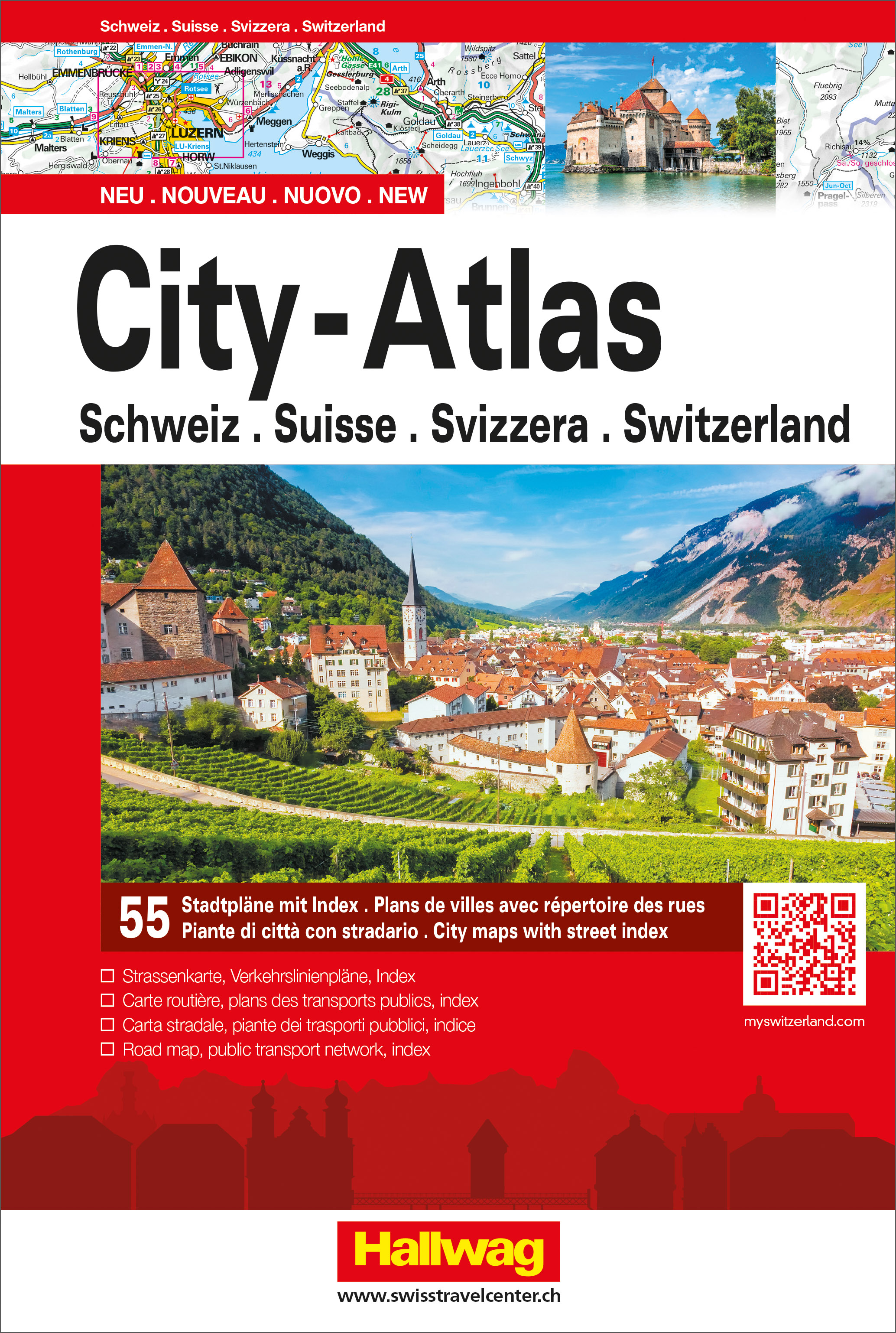 Online bestellen: Wegenatlas Zwitserland city atlas | Hallwag