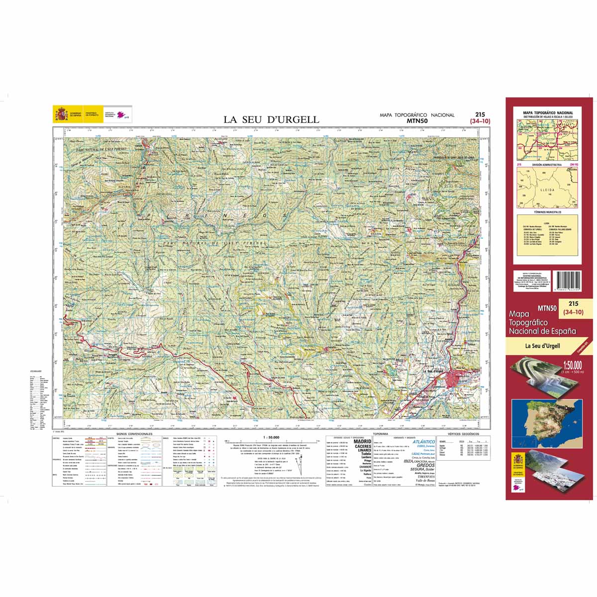 Online bestellen: Topografische kaart 215 MT50 La Seu D'Urgell | CNIG - Instituto Geográfico Nacional1