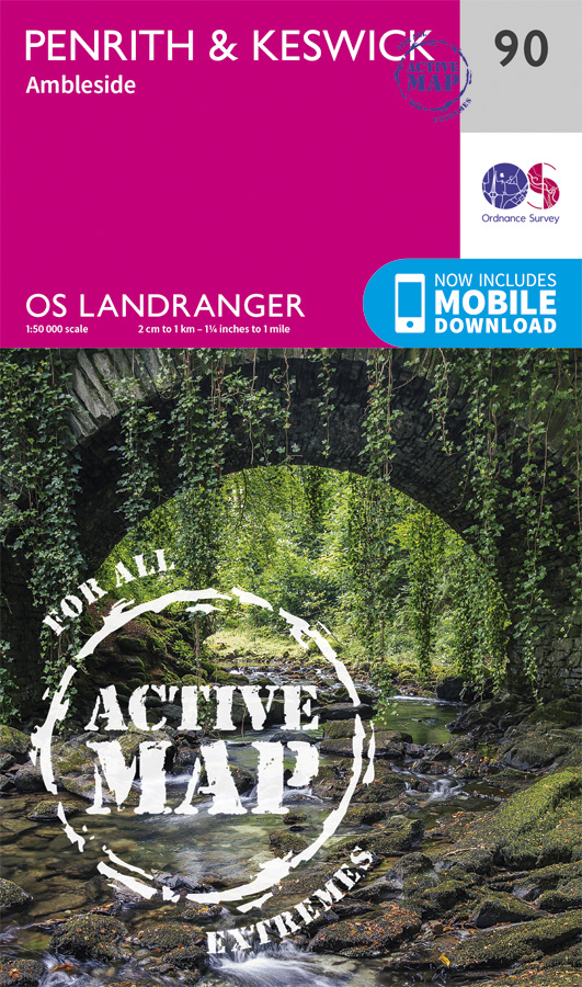 Online bestellen: Wandelkaart - Topografische kaart 90 Landranger Active Penrith / Keswick | Ordnance Survey