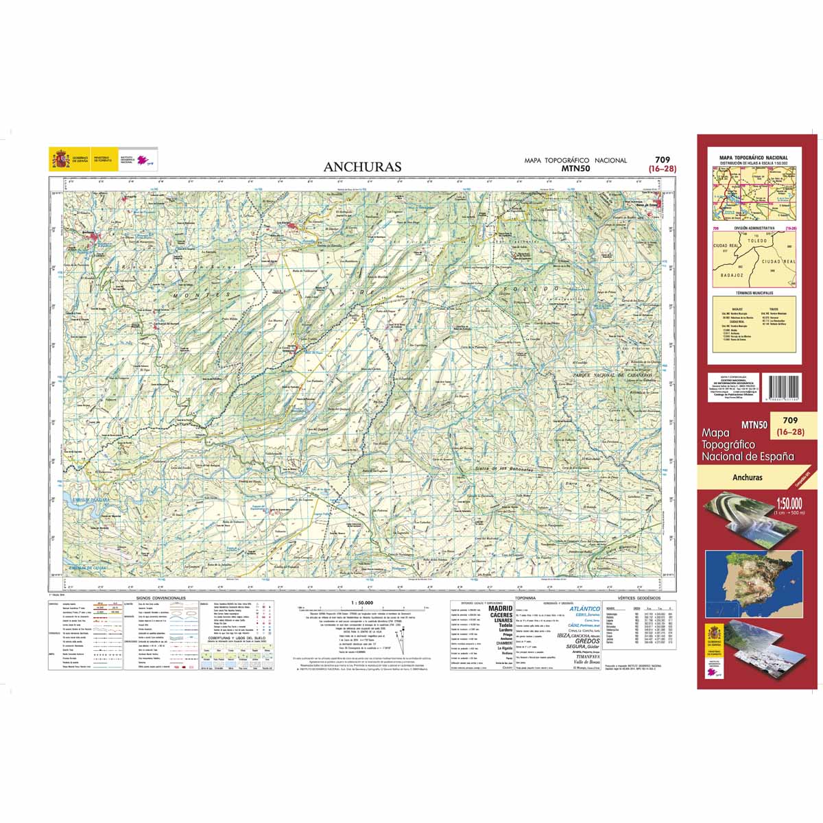 Online bestellen: Topografische kaart 709 MT50 Anchuras | CNIG - Instituto Geográfico Nacional1