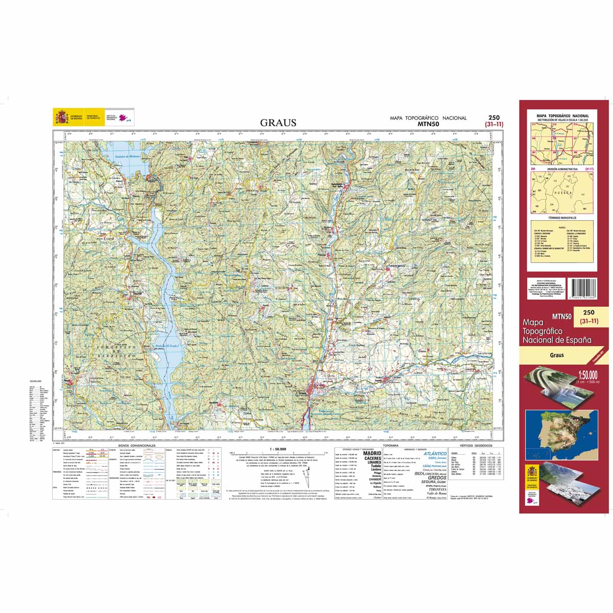 Online bestellen: Topografische kaart 250 MT50 Graus | CNIG - Instituto Geográfico Nacional1