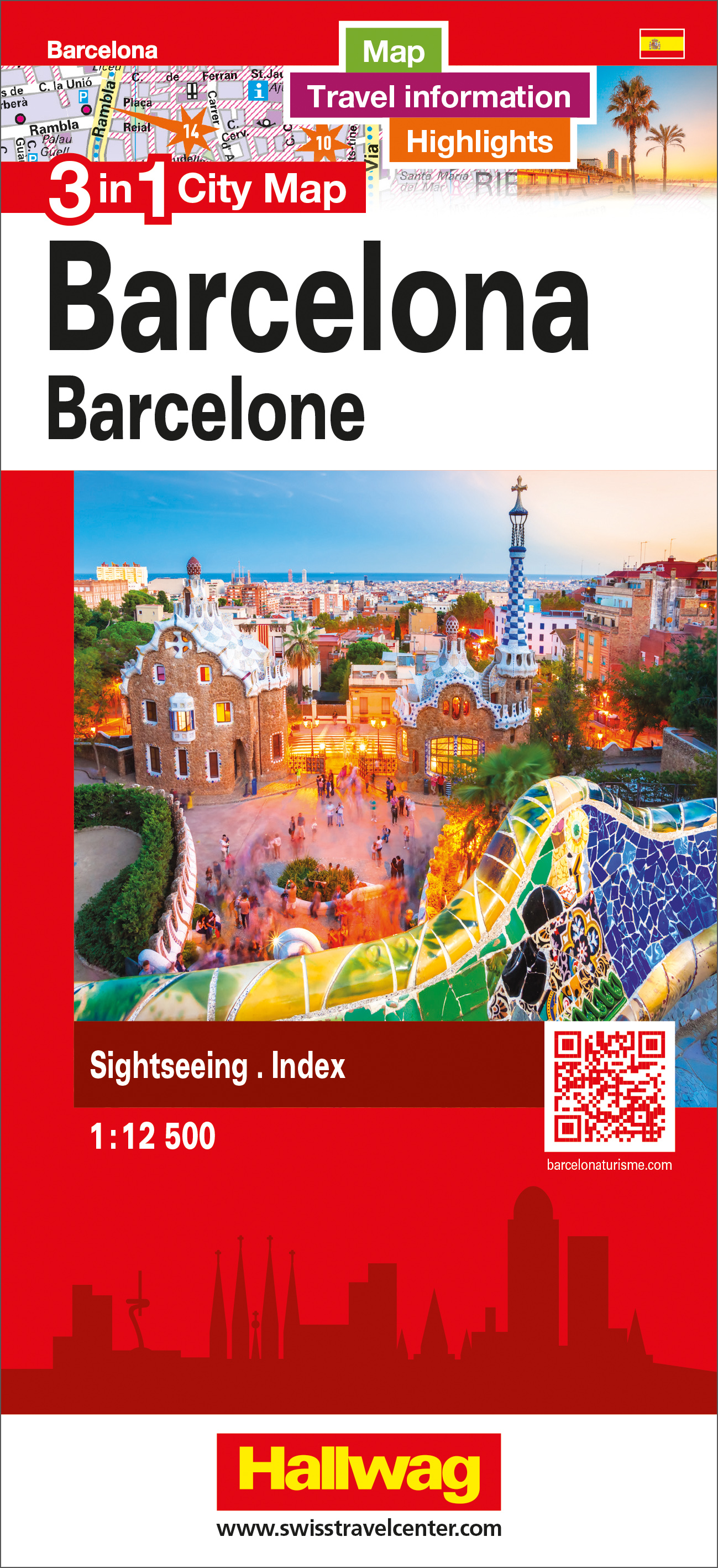 Online bestellen: Stadsplattegrond Barcelona 3 in 1 CityMap | Hallwag