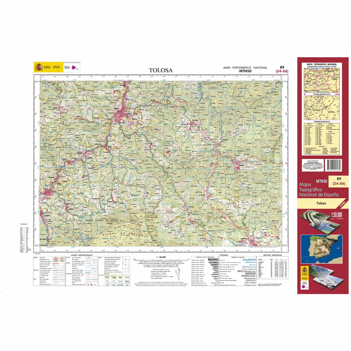 Online bestellen: Topografische kaart 89 MT50 Tolosa | CNIG - Instituto Geográfico Nacional1