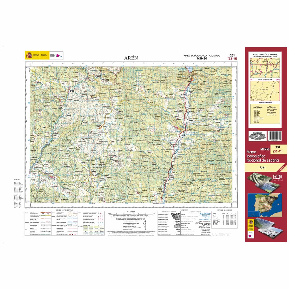 Online bestellen: Topografische kaart 251 MT50 Arén | CNIG - Instituto Geográfico Nacional1