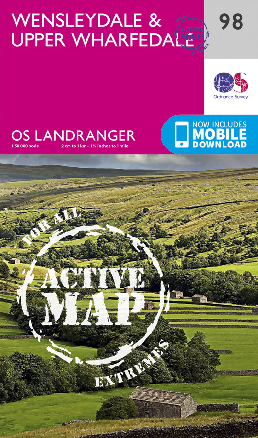 Online bestellen: Wandelkaart - Topografische kaart 98 Landranger Active Wensleydale / Upper Wharfedale | Ordnance Survey