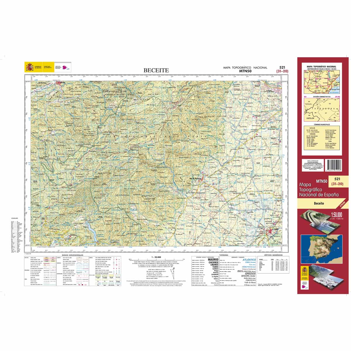 Online bestellen: Topografische kaart 521 MT50 Beceite | CNIG - Instituto Geográfico Nacional1