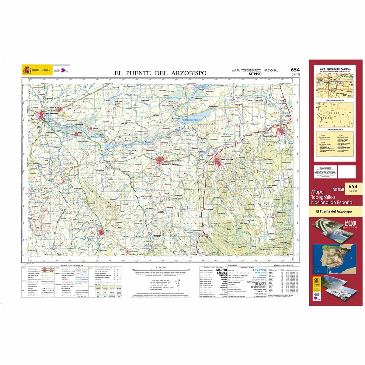 Online bestellen: Topografische kaart 654 MT50 El Puente del Arzobispo | CNIG - Instituto Geográfico Nacional1