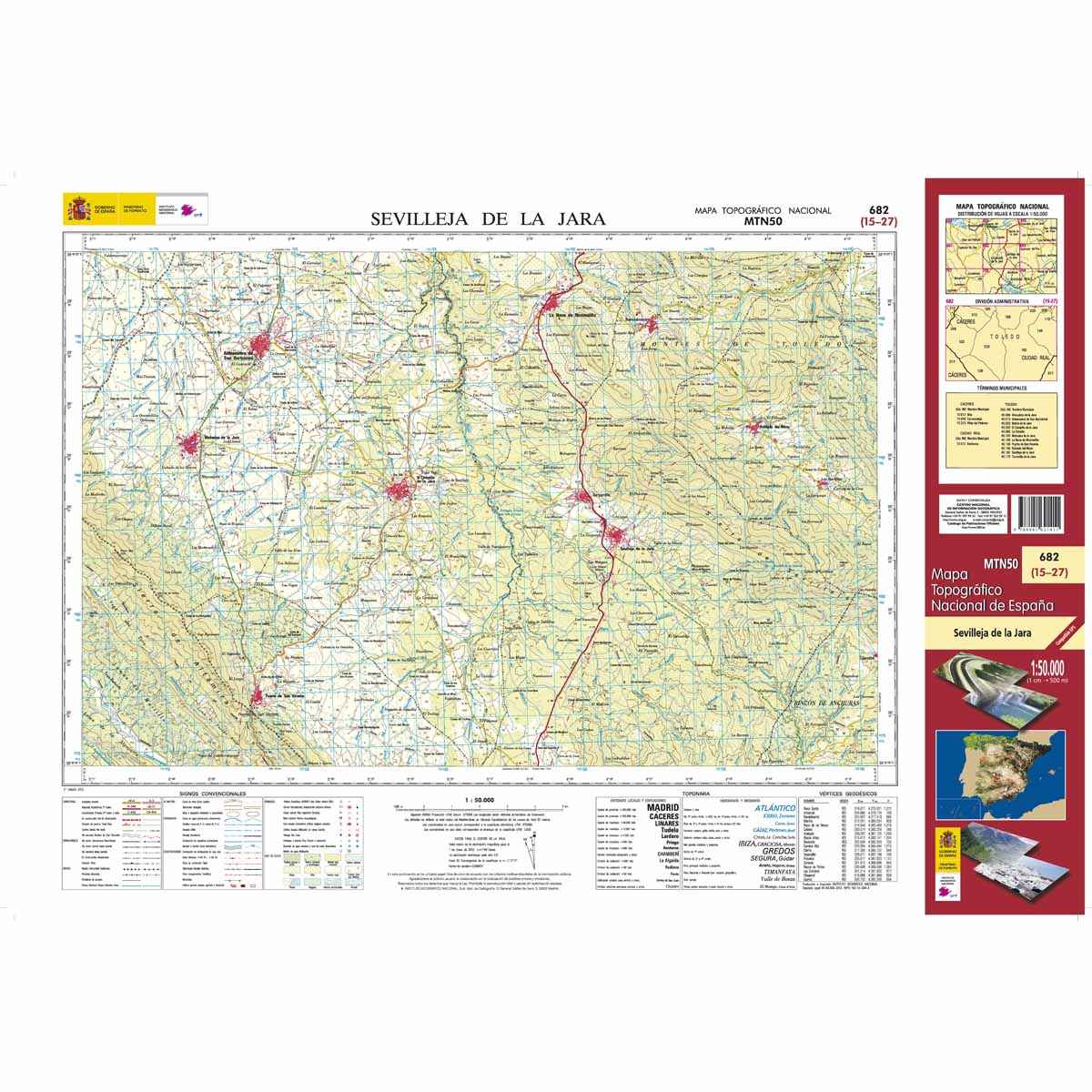 Online bestellen: Topografische kaart 682 MT50 Sevilleja de la Jara | CNIG - Instituto Geográfico Nacional1