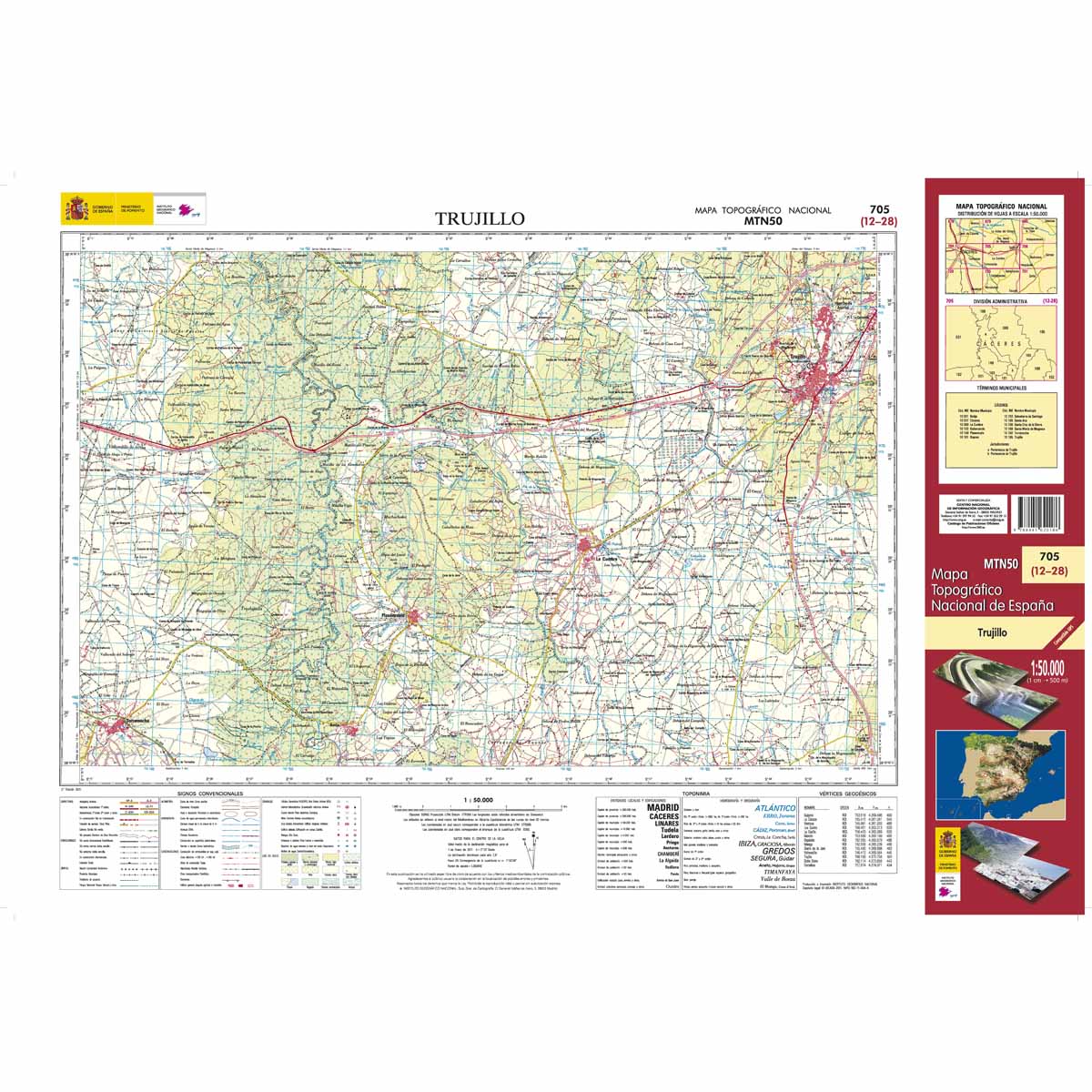 Online bestellen: Topografische kaart 705 MT50 Trujillo | CNIG - Instituto Geográfico Nacional1