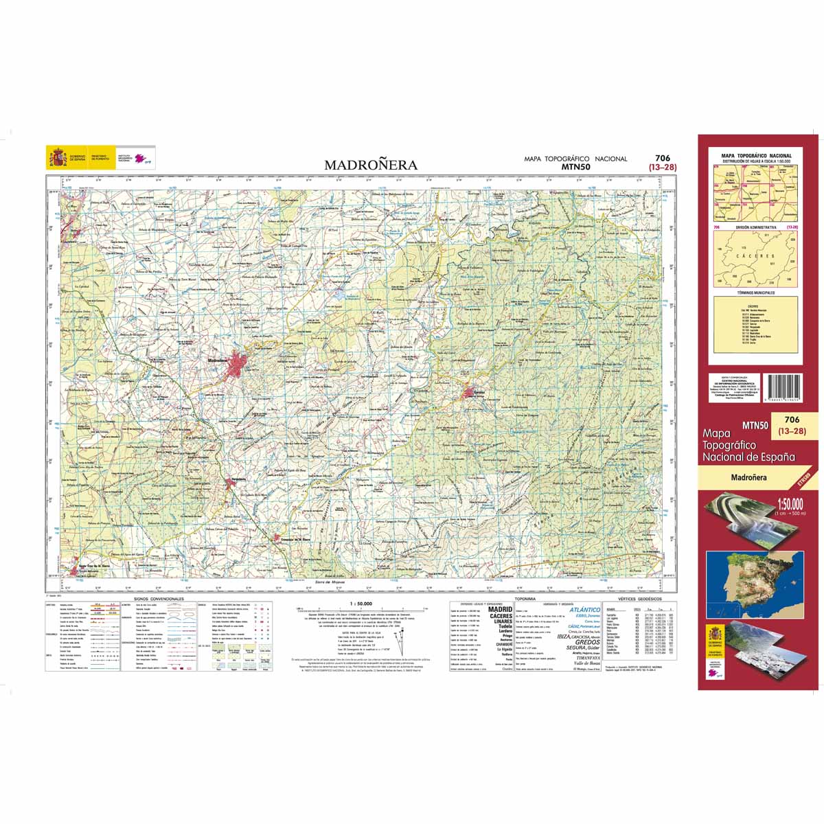 Online bestellen: Topografische kaart 706 MT50 Madroñera | CNIG - Instituto Geográfico Nacional1