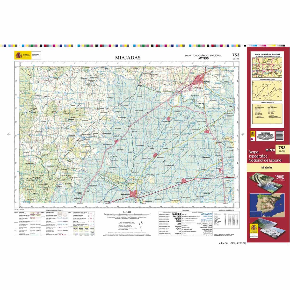 Online bestellen: Topografische kaart 753 MT50 Miajadas | CNIG - Instituto Geográfico Nacional1