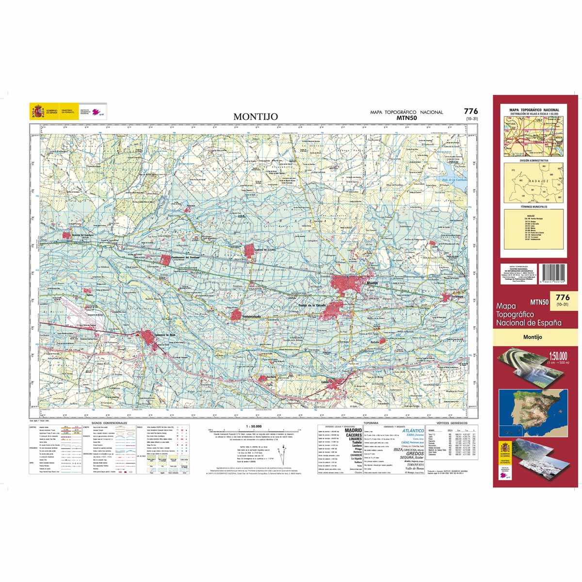 Online bestellen: Topografische kaart 776 MT50 Montijo | CNIG - Instituto Geográfico Nacional1